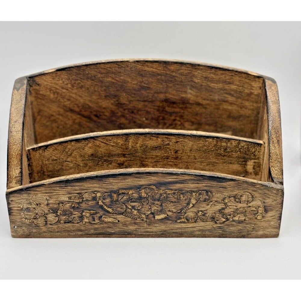 Vintage Mini Wood Desk Letter Organizer Used